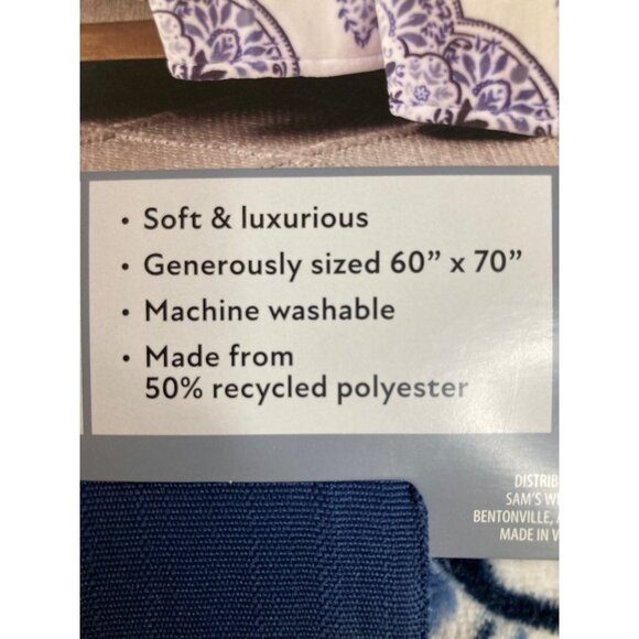 Members Mark Lounge Throw Blanket Cleo Blue 60 x 70" NWT Polyester Soft & Luxuri - Picture 6 of 6